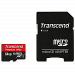 Micro SD 64Gb Transcend 300S UHS-I U1 с адаптером SD