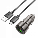 Авто ЗУ 1USB/1Type-C HOCO Z52 Spacious, черный, 38W, PD38W + QC3.0