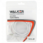 Кабель Jack 3.5 <--> Jack 3.5  1.0м WALKER WCA-049, 4-x контактный белый (в пакете)