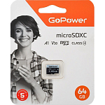Micro SD 64Gb GoPower Class10 70Mb/s V30 без адаптера