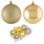 Набор шаров 8 см, 6 шт, цвет: золотой (глянец, мат., блеск) PB8-6SMB-G арт.101630