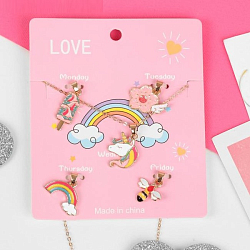 Кулон с 5 сменными подвесками "Фантастика", 40см, подвески МИКС, цветной в золоте   5032806