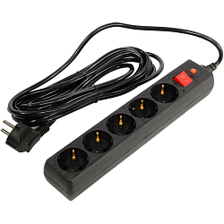 Сетевой фильтр  5.0м BURO 500SH-10-B, 5 розеток, черный {992303}