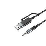 Кабель Jack 3.5 <--> Type-C  1.0м HOCO UPA23 серый