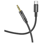 Кабель Jack 3.5 <--> Type-C  1.0м HOCO UPA19, Digital, чёрный