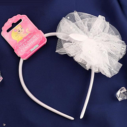 Ободок "Малышка" ушки, пышный бант, 1 см белый 4447103