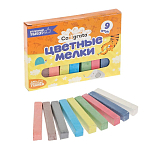 Мелки цветные Calligrata, в наборе 9 штук, квадратные, МИКС