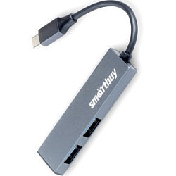 USB-Type-C-Хаб SMARTBUY 460С, серый, 2 порта, USB 3.0, металл.корпус (SBHA-460C-G)
