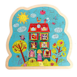 Пазл фигурный в рамке «Домик для животных» 44 детали