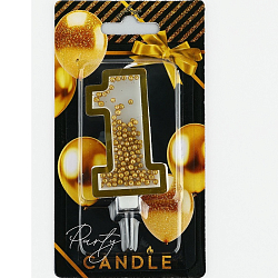 Свеча для торта, цифра с шейкером «1» , 9,5 х 4 см 10103207