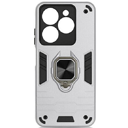 Задняя накладка DF для Tecno Spark Go 2024/Spark 20/Infinix Smart 8/Hot 40i DF tArmor-09 (silver) с кольцом и пластиной для магнитного держателя