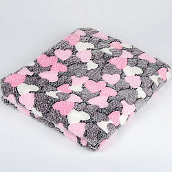 Плед 180*200 бамбуковый "Сердечки", роозовый