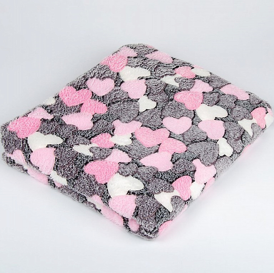 Плед 180*200 бамбуковый "Сердечки", роозовый