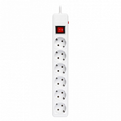 Сетевой фильтр  1.8м SMARTBUY SBSP-6-18-W, белый, 6 розеток, 16А, без з/ш, с з/к, ПВС 3x1.0 мм²