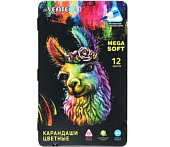 Карандаши 12 цветов, deVENTE Trio Mega Soft, трёхграннный корпус, 4M, 3 мм