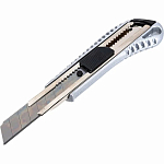 Нож канцелярский 18 мм BRAUBERG "Metallic", метал.корпус (рифленый) 235401