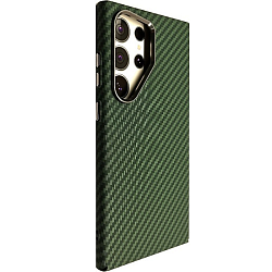 Задняя накладка LUXO Magsafe для SAMSUNG Galaxy S23 Ultra, под карбон, зелёный