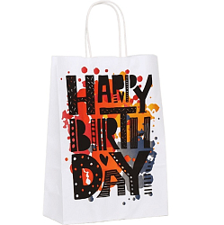 Пакет крафт "С днем рождения!", 18 х 8 х 25 см