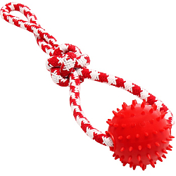 Игрушка канатная "Узел с массажным шариком", до 31 см, до 65 г, микс цветов 2532954