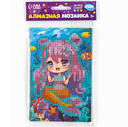 Алмазная мозаика для детей со светящимися стразами «Милая русалка», 10 х 15 см 10249402
