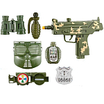 Пистолет "Снаряжение разведчика" (18,5 см, маска, граната, значок, фляга, компас, свет, звук)