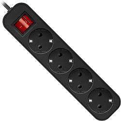 Сетевой удлинитель 3.0м DEFENDER G430 4 розетки, с/з, 10А, черный