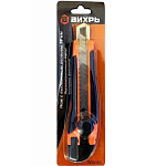 Нож с выдвижным лезвием 18 мм, двухкомпонентный корпус, винтовой фиксатор, Вихрь 73/10/10/3