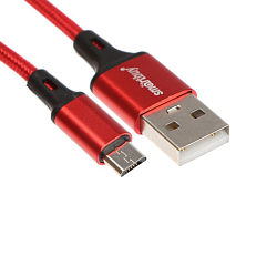 Кабель USB <--> microUSB  2.0м SMARTBUY S14 красный/черный (iK-22-S14rb)