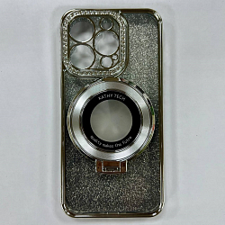 Задняя накладка NONAME для iPhone 14 Pro с гальваническим магнитным держателем цвет серебро