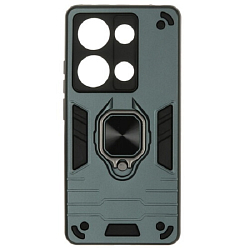 Задняя накладка DF для Poco M6 Pro (4G)/Xiaomi Redmi Note 13 Pro (4G) DF poArmor-03 (dark green) с кольцом и держателем
