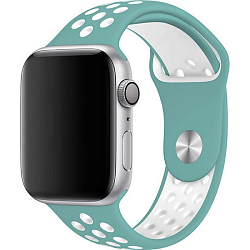 Силиконовый ремешок NONAME для Apple Watch 42mm бирюзовый-белый, с перфорацией