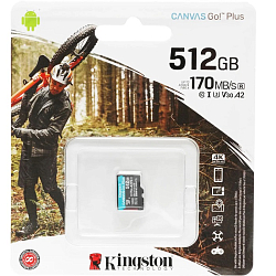 Micro SD 512Gb Kingston Canvas Go! Plus microSDXC + адаптер SD (SDCG3/512GB) (170MB/s)