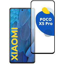 Противоударное стекло 9D NONAME для Xiaomi Poco F5 Pro черное полный клей (в техпаке)