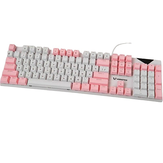 Клавиатура VOROTEX K104S Blue Switch, Белый,розовый