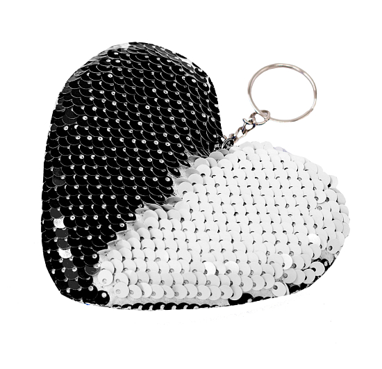 Брелок с пайетками сердце черное