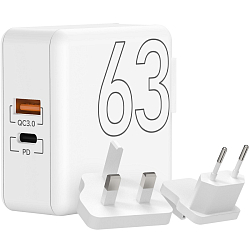 Сетевое ЗУ 1USB/Type-C  Lyambda LT-63, PD63W, белый