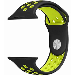 Силиконовый ремешок для Apple Watch Nike 42/44/45/49mm Желтый с черным