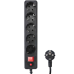 Сетевой фильтр  5.0м ГАРНИЗОН EHLB-3, черный, 5 розеток, 10А, ур.защиты 4, коробка