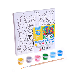 Картина по номерам «Енот в перьях» 15х15 см