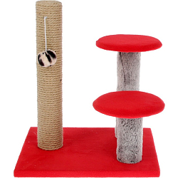 Когтеточка "Столбик" с двумя  грибами, джут  43 х 36 х 31 см, МИКС ЦВЕТОВ 2101297