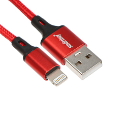Кабель USB <--> Lightning  2.0м SMARTBUY S14 красный/черный (iK-522-S14rb)