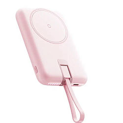 Внешний АКБ Movespeed, Magsafe, 1 USB-C, встроенный кабель, 10000mah (YSPBL10) Розовый