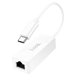 Сетевой адаптер HOCO UA22 Type-C (m)-RJ-45 (f) белый (1/19/190)