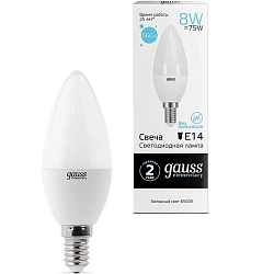 Лампа светодиодная GAUSS Elementary Candle 8W/6500K/E14