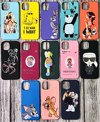 Силиконовый чехол Silicone WS для iPhone 13 с принтами (МИКС)