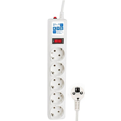 Сетевой фильтр  1.9м POWERCUBE SPG-B-6-WHITE, белый, 5 розеток (коробка)