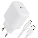 Сетевое ЗУ 1Type-C 3A WALKER WH-39 белое, кабель Lightning, 25Вт