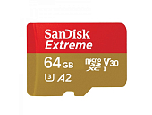 Micro SD 64Gb SanDisk Class 10 Extreme Action Cameras/Drones A2 V30 UHS-I U3 (160 Mb/s) с адптером SD