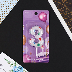 Свеча в торт "3" , 5,5 х 8 см   7793318