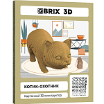 Картонный 3D конструктор QBRIX Котик-охотник